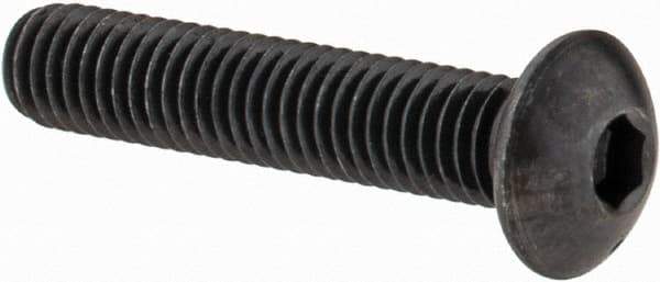 Made in USA - M5x0.80 Metric Coarse Hex Socket Drive, Button Screw - Alloy Steel, Black Oxide Finish, Fully Threaded, 25mm Length Under Head - Top Tool & Supply