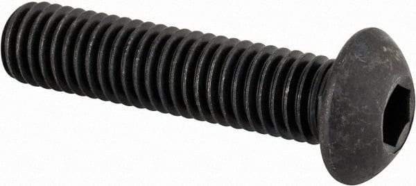 Made in USA - M8x1.25 Metric Coarse Hex Socket Drive, Button Screw - Alloy Steel, Black Oxide Finish, Fully Threaded, 35mm Length Under Head - Top Tool & Supply