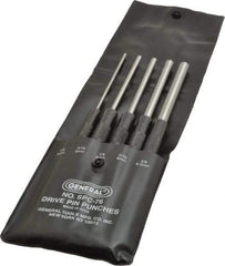 General - 5 Piece, 1/8 to 3/8", Pin Punch Set - Comes in Vinyl Case - Top Tool & Supply