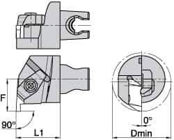 Kennametal - Insert Style NG 3R, 30mm Head Length, Left Hand Cut, Internal Modular Threading Cutting Unit Head - System Size KM3225, 22mm Center to Cutting Edge, Series Top Notch - Top Tool & Supply