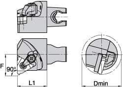 Kennametal - Insert Style LT 16NL, 30mm Head Length, Left Hand Cut, Internal Modular Threading Cutting Unit Head - System Size KM3225, 22mm Center to Cutting Edge, Series LT Threading - Top Tool & Supply