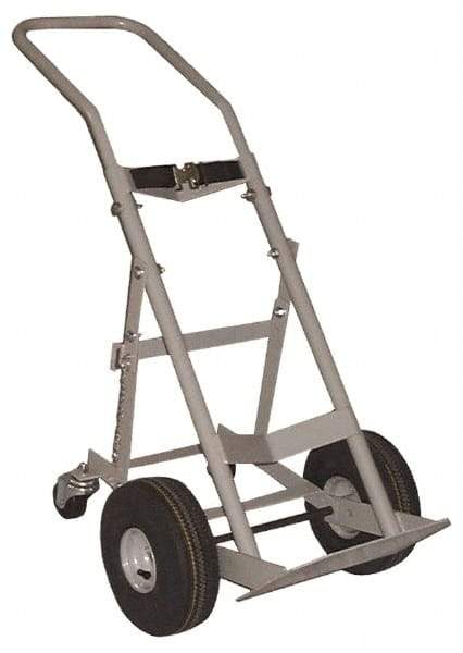 Made in USA - 47" OAH Cylinder Hand Truck - Swept Back Handle, Steel, Full Pneumatic Wheels - Top Tool & Supply