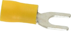 Ideal - #10 Stud, 12 to 10 AWG Compatible, Partially Insulated, Crimp Connection, Standard Fork Terminal - Top Tool & Supply