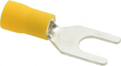 Ideal - 1/4" Stud, 12 to 10 AWG Compatible, Partially Insulated, Crimp Connection, Standard Fork Terminal - Top Tool & Supply