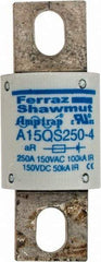 Ferraz Shawmut - 150 VAC/VDC, 250 Amp, Fast-Acting Semiconductor/High Speed Fuse - Bolt-on Mount, 2-21/32" OAL, 100 at AC, 50 at DC kA Rating, 1-1/8" Diam - Top Tool & Supply