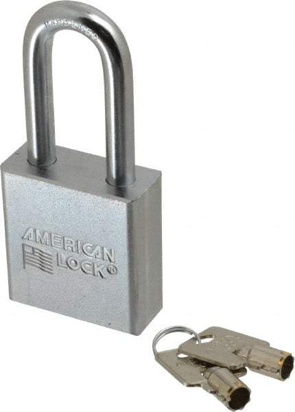 American Lock - 3/4" Shackle Clearance, Keyed Alike Tubular Padlock - 3/8" Shackle Diam, Steel - Top Tool & Supply