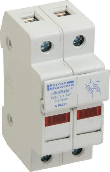 Ferraz Shawmut - 2 Pole, 1000 VDC and 800 VAC, 30 Amp, DIN Rail Mount Fuse Holder - Compatible with CC Class, 1-1/2 Inch Long x 1.38 Inch Wide and 13/32 Inch Diameter Fuse - Top Tool & Supply