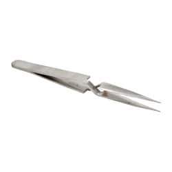 Value Collection - 4-1/2" OAL N0 Reverse Action Tweezers - Flat Tip - Top Tool & Supply