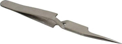 Value Collection - 4-3/4" OAL N5A Reverse Action Tweezers - Long Fine Offset Point - Top Tool & Supply