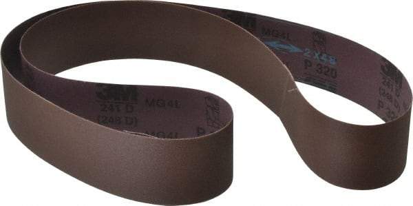 3M - 2" Wide x 48" OAL, 320 Grit, Aluminum Oxide Abrasive Belt - Aluminum Oxide, Extra Fine, Coated, X Weighted Cloth Backing, Series 341D - Top Tool & Supply