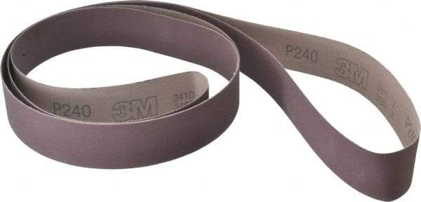 3M - 2" Wide x 132" OAL, 240 Grit, Aluminum Oxide Abrasive Belt - Aluminum Oxide, Very Fine, Coated, X Weighted Cloth Backing, Series 341D - Top Tool & Supply