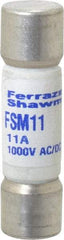 Ferraz Shawmut - 1,000 VAC/VDC, 11 Amp, Fast-Acting Multimeter Fuse - 38mm OAL, 20 at AC/DC kA Rating, 10.3mm Diam - Top Tool & Supply