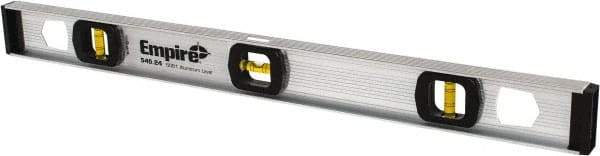 Empire Level - 24" Long 3 Vial I-Beam Level - Aluminum, Silver, 1 Level & 2 Plumb Vials - Top Tool & Supply