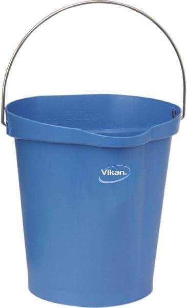 Vikan - 3 Gal, Polypropylene Round Blue Single Pail with Pour Spout - Handle Included - Top Tool & Supply