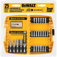 DeWALT - 25 Piece, Screwdriver Bit Set - SQ1, SQ2, SQ3, 1/4" Drive - Top Tool & Supply