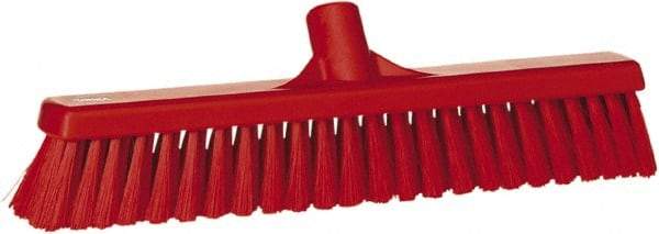 Vikan - 16" Fine Particle Synthetic Push Broom - 2" Bristle Length, Plastic Block, European Threaded Handle Connection - Top Tool & Supply