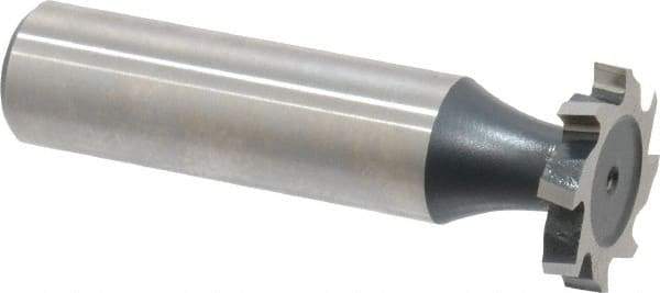 Interstate - 3/4" Diam x 1/8" Face Width, High Speed Steel, 10 Teeth, Shank Connection Woodruff Keyseat Cutter - Uncoated, 2-1/8" OAL x 1/2" Shank, Staggered Teeth, ANSI 406, Old Standard 7 - Top Tool & Supply