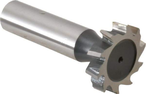 Interstate - 1" Diam x 7/32" Face Width, High Speed Steel, 12 Teeth, Shank Connection Woodruff Keyseat Cutter - Uncoated, 2-7/32" OAL x 1/2" Shank, Staggered Teeth, ANSI 708, Old Standard 14 - Top Tool & Supply