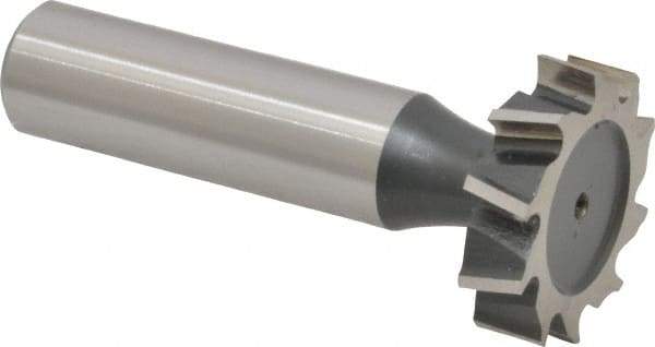 Interstate - 1" Diam x 1/4" Face Width, High Speed Steel, 12 Teeth, Shank Connection Woodruff Keyseat Cutter - Uncoated, 2-1/4" OAL x 1/2" Shank, Staggered Teeth, ANSI 808, Old Standard 15 - Top Tool & Supply