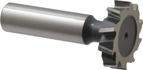 Interstate - 1-1/8" Diam x 1/4" Face Width, High Speed Steel, 12 Teeth, Shank Connection Woodruff Keyseat Cutter - Uncoated, 2-1/4" OAL x 1/2" Shank, Staggered Teeth, ANSI 809, Old Standard 18 - Top Tool & Supply