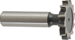 Interstate - 1-1/4" Diam x 3/16" Face Width, High Speed Steel, 14 Teeth, Shank Connection Woodruff Keyseat Cutter - Uncoated, 2-3/16" OAL x 1/2" Shank, Staggered Teeth, ANSI 610, Old Standard 19 - Top Tool & Supply