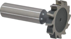 Interstate - 1-1/4" Diam x 7/32" Face Width, High Speed Steel, 14 Teeth, Shank Connection Woodruff Keyseat Cutter - Uncoated, 2-7/32" OAL x 1/2" Shank, Staggered Teeth, ANSI 710, Old Standard 20 - Top Tool & Supply