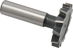 Interstate - 1-1/2" Diam x 1/4" Face Width, High Speed Steel, 16 Teeth, Shank Connection Woodruff Keyseat Cutter - Uncoated, 2-1/4" OAL x 1/2" Shank, Staggered Teeth, ANSI 812, Old Standard 24 - Top Tool & Supply