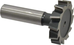 Interstate - 1-1/2" Diam x 5/16" Face Width, High Speed Steel, 12 Teeth, Shank Connection Woodruff Keyseat Cutter - Uncoated, 2-5/16" OAL x 1/2" Shank, Staggered Teeth, ANSI 1012, Old Standard 25 - Top Tool & Supply