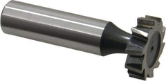 Interstate - 7/8" Diam x 1/4" Face Width, High Speed Steel, 10 Teeth, Shank Connection Woodruff Keyseat Cutter - Uncoated, 2-1/4" OAL x 1/2" Shank, Staggered Teeth, ANSI 807, Old Standard A - Top Tool & Supply