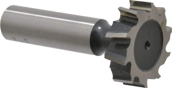 Interstate - 1-1/8" Diam x 5/16" Face Width, High Speed Steel, 12 Teeth, Shank Connection Woodruff Keyseat Cutter - Uncoated, 2-5/16" OAL x 1/2" Shank, Staggered Teeth, ANSI 1009, Old Standard C - Top Tool & Supply