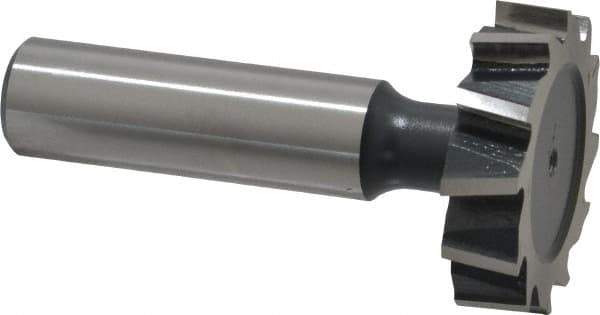 Interstate - 1-1/4" Diam x 5/16" Face Width, High Speed Steel, 14 Teeth, Shank Connection Woodruff Keyseat Cutter - Uncoated, 2-5/16" OAL x 1/2" Shank, Staggered Teeth, ANSI 1010, Old Standard D - Top Tool & Supply