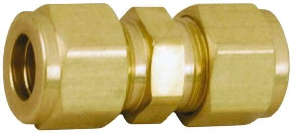 Parker - 1/8" OD, Brass Union - 3,600 Max Working psi, 7/16" Hex, Comp x Comp Ends - Top Tool & Supply