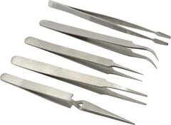 Value Collection - Stainless Steel Tweezer Set - 5 Piece - Top Tool & Supply