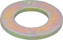 Made in USA - 7/8" Screw, Grade 8 Alloy Steel SAE Flat Washer - 15/16" ID x 1-3/4" OD, 0.16" Thick, Zinc Yellow Dichromate Finish - Top Tool & Supply