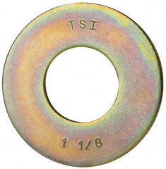 Made in USA - 1-1/8" Screw, Grade 8 Alloy Steel USS Flat Washer - 1.243" ID x 2.78" OD, 0.192" Thick, Zinc Yellow Dichromate Finish - Top Tool & Supply