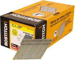 Stanley Bostitch - 11 Gauge 0.12" Shank Diam 3" Long Framing Nails for Power Nailers - Steel, Galvanized Finish, Smooth Shank, Angled Stick Wire Collation, Round Head, Diamond Point - Top Tool & Supply