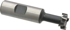 Interstate - 25/32" Cut Diam, 21/64" Cut Width, 13/32" Neck Diam, 3/4" Shank Diam, 3-1/4" OAL, High Speed Steel T-Slot Cutter - TiN Finish, 3/8" Bolt, 2-1/16" Shank Length, Staggered Teeth - Top Tool & Supply