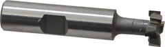 Made in USA - 9/16" Cut Diam, 15/64" Cut Width, 17/64" Neck Diam, 1/2" Shank Diam, 2-19/32" OAL, C2 Carbide-Tipped T-Slot Cutter - Uncoated, 1/4" Bolt, 1-13/16" Shank Length, Staggered Teeth, 6 Teeth, Weldon Flat - Top Tool & Supply