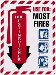 NMC - Fire Extinguisher - Use for: Most Fires, Plastic Fire Sign - 9" Wide x 12" High - Top Tool & Supply