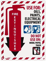 NMC - Fire Extinguisher - Use for: Oils, Paints, Electrical Equipment - Do Not Use on: Wood, Paper, Trash, Plastic Fire Sign - 9" Wide x 12" High - Top Tool & Supply