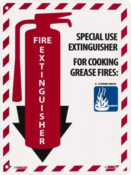 NMC - Fire Extinguisher - Special Use Extinguisher for Cooking Grease Fire:, Plastic Fire Sign - 9" Wide x 12" High - Top Tool & Supply