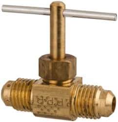 Parker - 1/4" Pipe, Inline Needle Valve - Flare x Flare Ends, Brass Valve, 150 Max psi - Top Tool & Supply