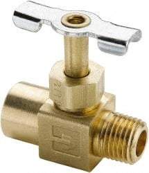 Parker - 1/4" Pipe, Inline Needle Valve - FNPTF x MNPTF Ends, Brass Valve, 150 Max psi - Top Tool & Supply