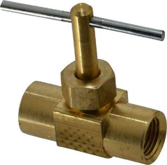 Parker - 1/8" Pipe, Inline Needle Valve - FNPTF x FNPTF Ends, Brass Valve, 150 Max psi - Top Tool & Supply