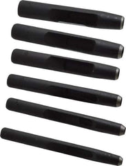 General - 6 Piece, 3/16 to 1/2", Hollow Punch Set - Square Shank, Comes in Plastic Roll - Top Tool & Supply