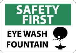 NMC - "Safety First - Eye Wash Fountain", 10" Long x 14" Wide, Aluminum Safety Sign - Rectangle, 0.04" Thick, Use for First Aid - Top Tool & Supply