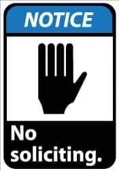 NMC - "Notice - No Soliciting", 14" Long x 10" Wide, Aluminum Safety Sign - Rectangle, 0.04" Thick, Use for Security & Admittance - Top Tool & Supply