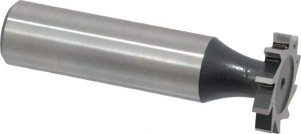 Interstate - 3/4" Diam x 1/8" Face Width, High Speed Steel, 10 Teeth, Shank Connection Woodruff Keyseat Cutter - Uncoated, 2-1/8" OAL x 1/2" Shank, Straight Teeth, ANSI 406, Old Standard 7 - Top Tool & Supply