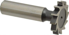 Interstate - 1-1/8" Diam x 3/16" Face Width, High Speed Steel, 12 Teeth, Shank Connection Woodruff Keyseat Cutter - Uncoated, 2-3/16" OAL x 1/2" Shank, Straight Teeth, ANSI 609, Old Standard 16 - Top Tool & Supply