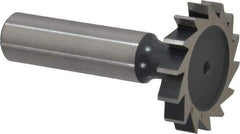 Interstate - 1-1/4" Diam x 7/32" Face Width, High Speed Steel, 14 Teeth, Shank Connection Woodruff Keyseat Cutter - Uncoated, 2-7/32" OAL x 1/2" Shank, Straight Teeth, ANSI 710, Old Standard 20 - Top Tool & Supply